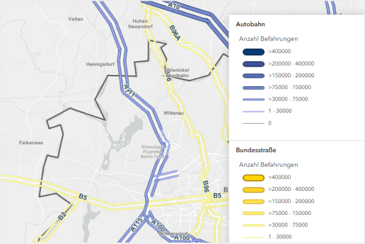 Visualisierung der Lkw-Befahrungen nach Fahrzeugmerkmalen