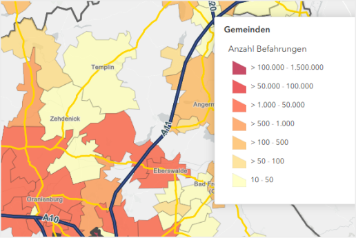 Visualisierung der Lkw-Befahrungen nach Start-Ziel